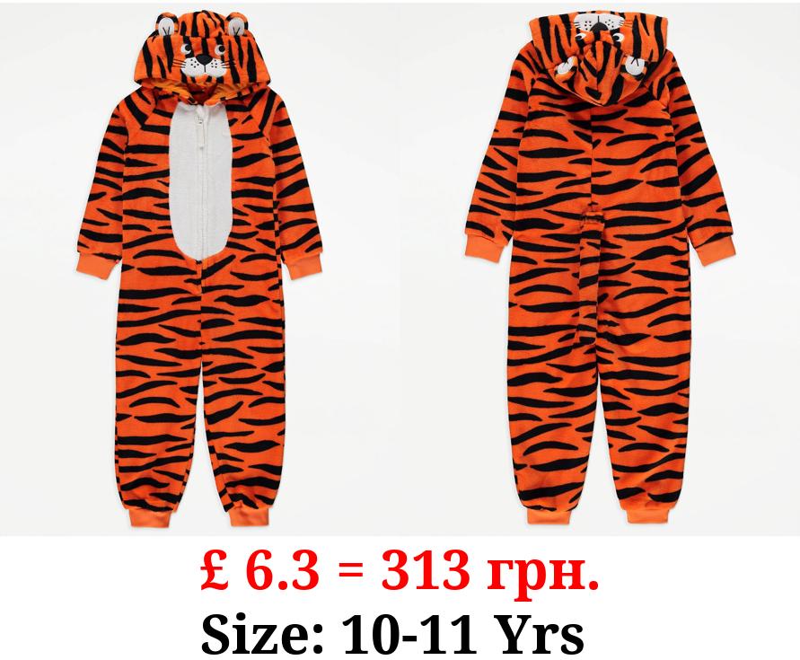 Orange Tiger Fleece Onesie