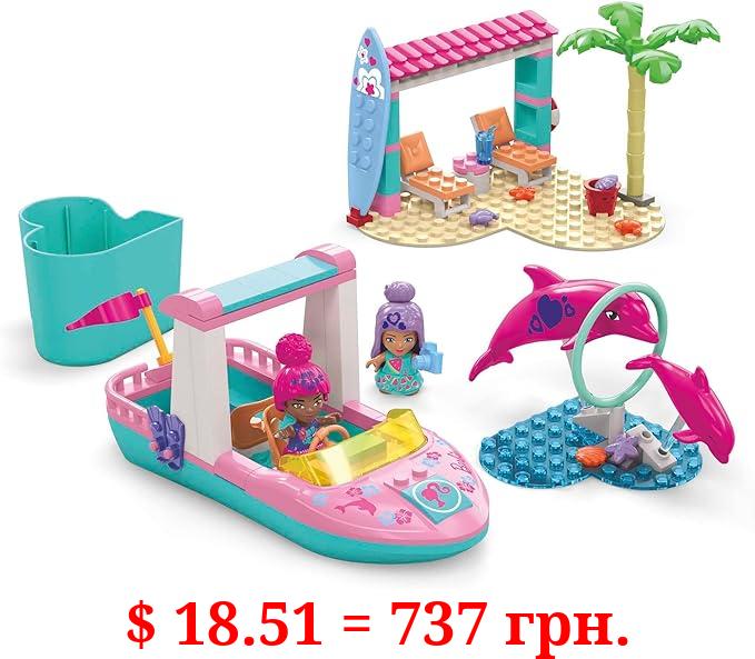 MEGA Barbie Color Reveal Building Toy Playset, Dolphin Exploration with 121 Pieces, 15 Surprises and Accessories, Kids Age 5+ Years