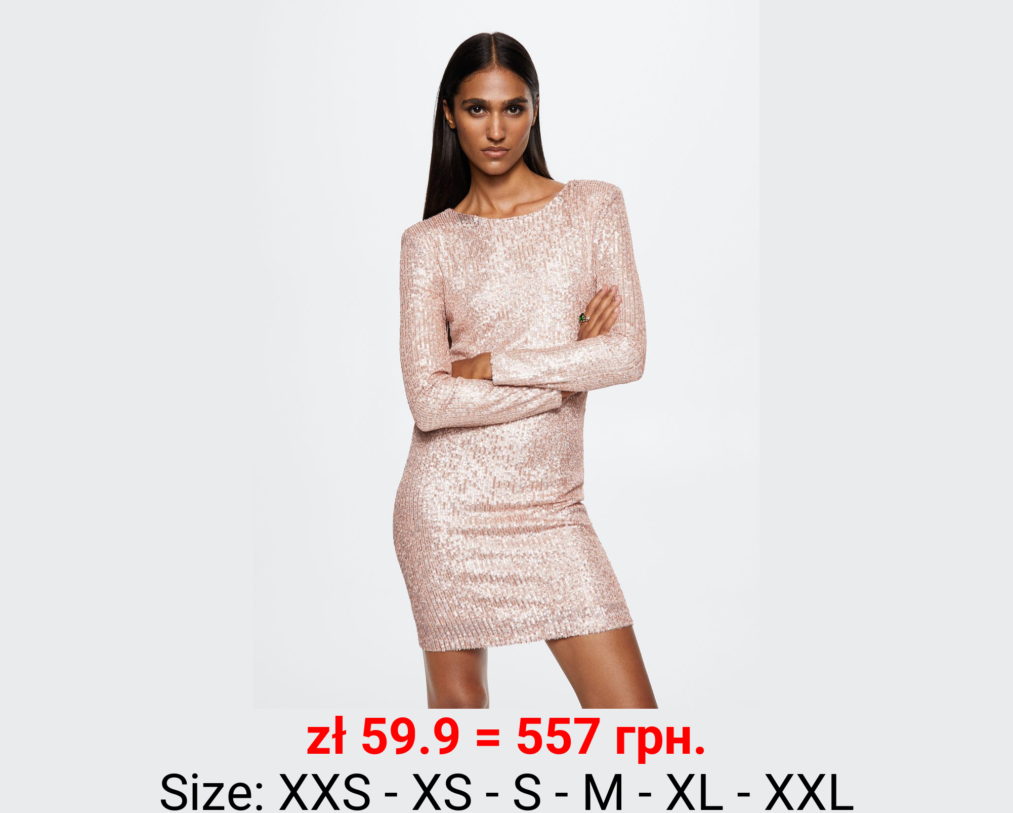 Vestido lentejuelas manga larga