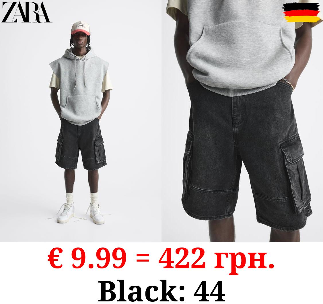 DENIM CARGO BERMUDA SHORTS