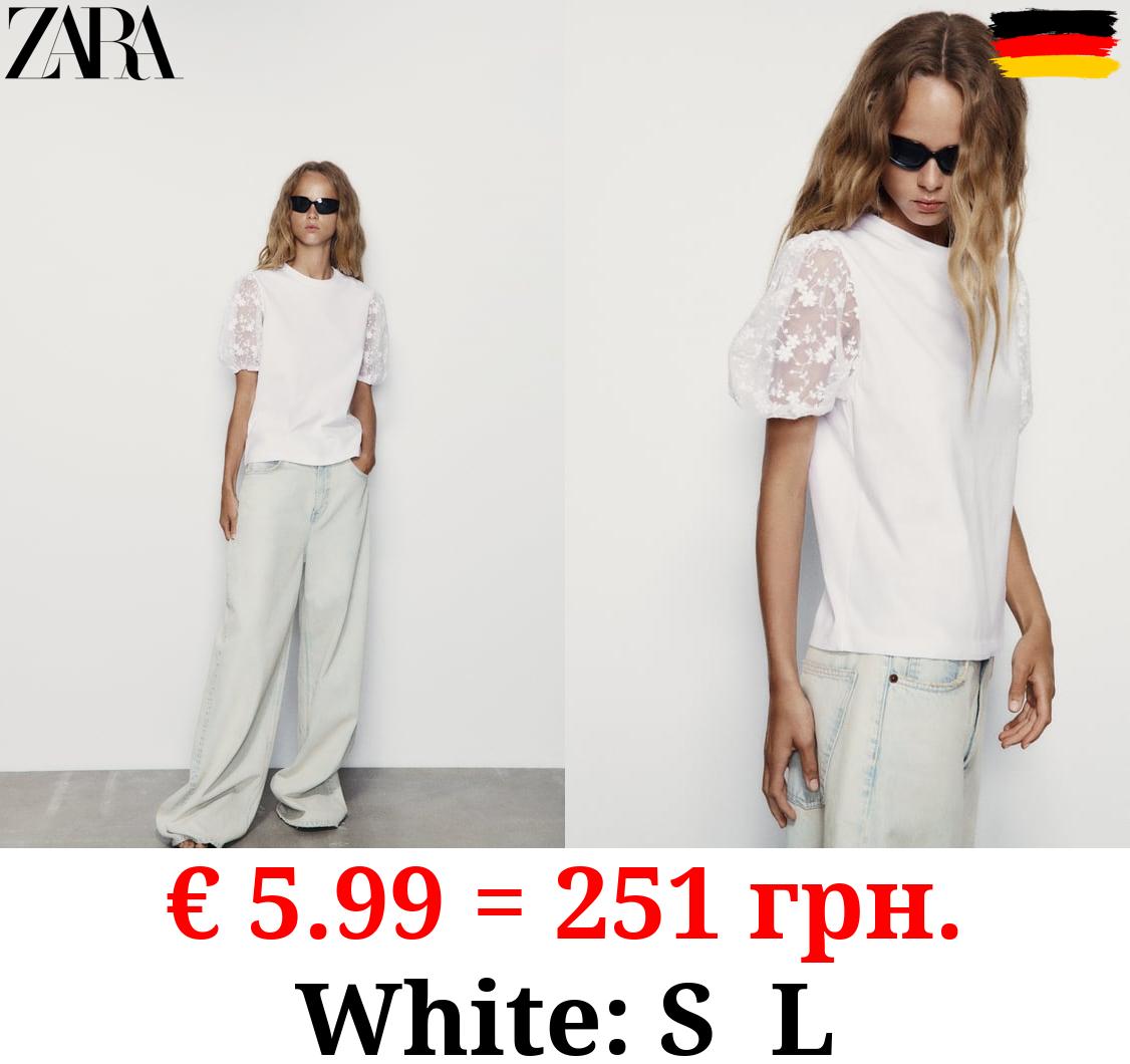 T-SHIRT WITH TULLE SLEEVES