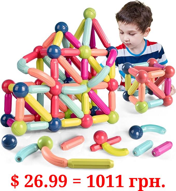 Jofarstep Magnetic Balls and Rods Set, Magnetic Building Set, Magnetic Balls and Sticks - Featuring Safe, Extra-Strong, Montessori Toys STEM Stacking Toys for Boys & Girls 3+ (42 PCS)
