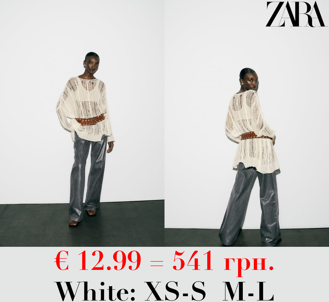 ASYMMETRIC OPEN CABLE-KNIT SWEATER