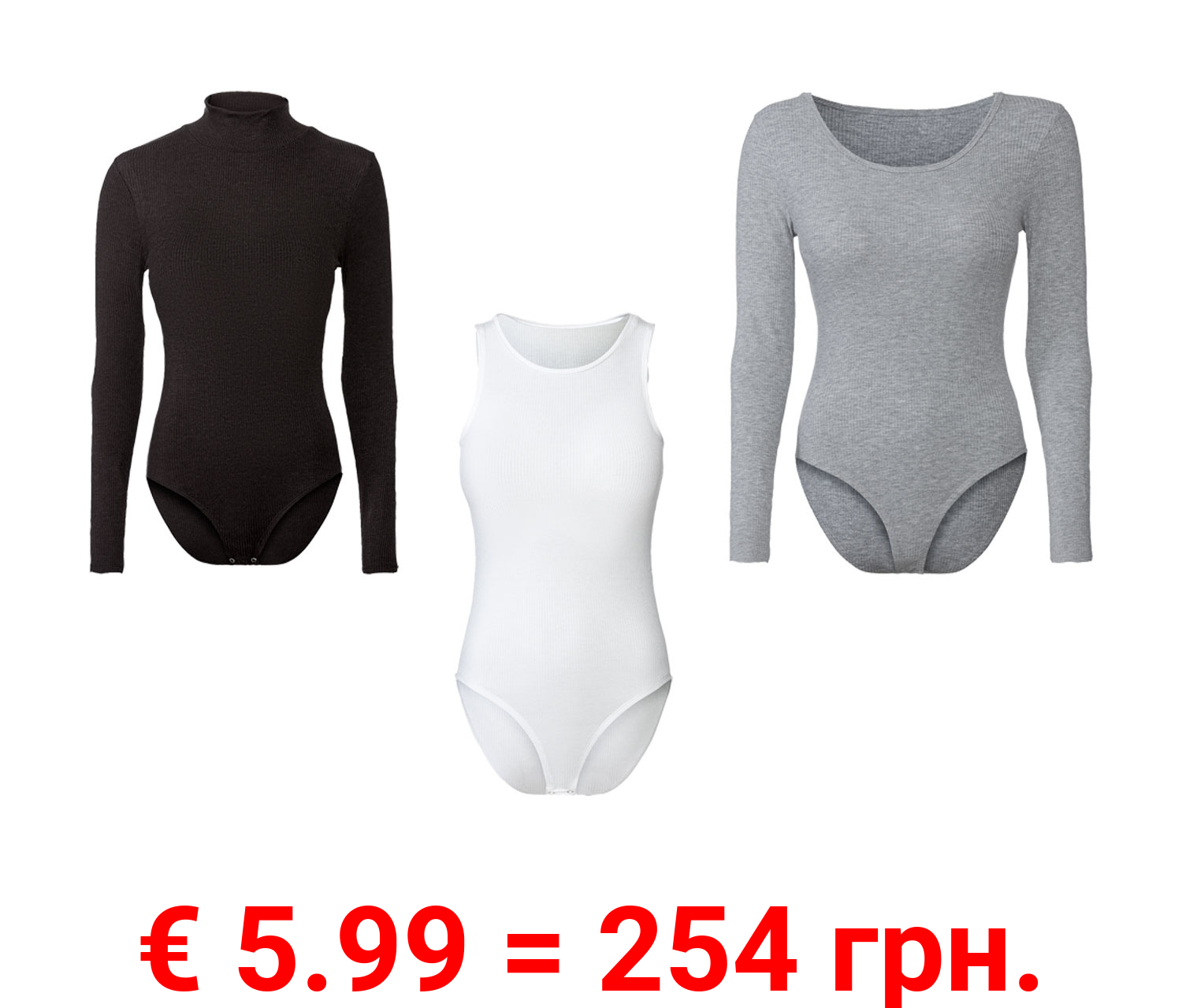 esmara® Damen Body Rippe mit Druckknöpfen im Schritt
