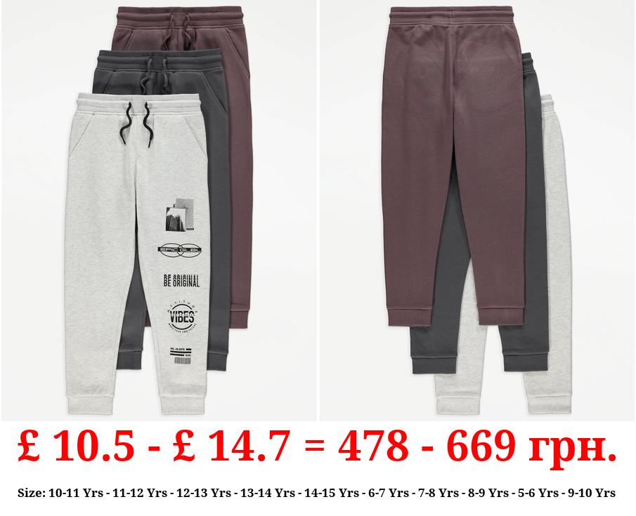 Grey Global Vibes Joggers 3 Pack