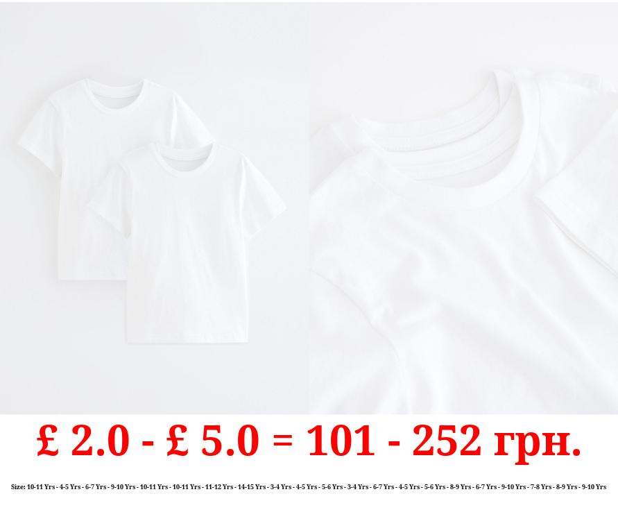 White Crew Neck School T-Shirt 2 Pack