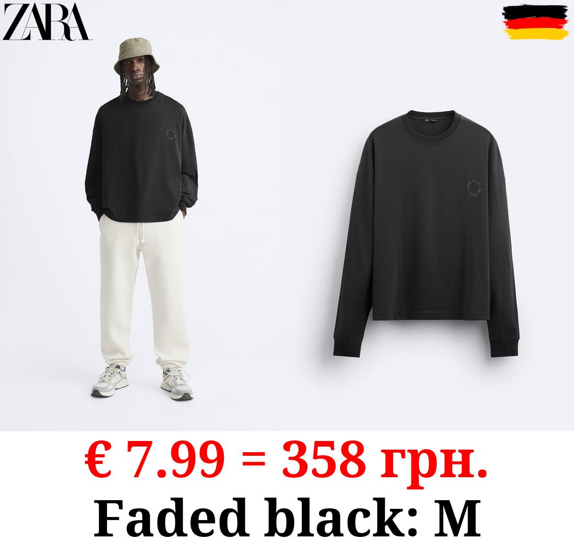 T-SHIRT WITH EMBROIDERED SLOGAN