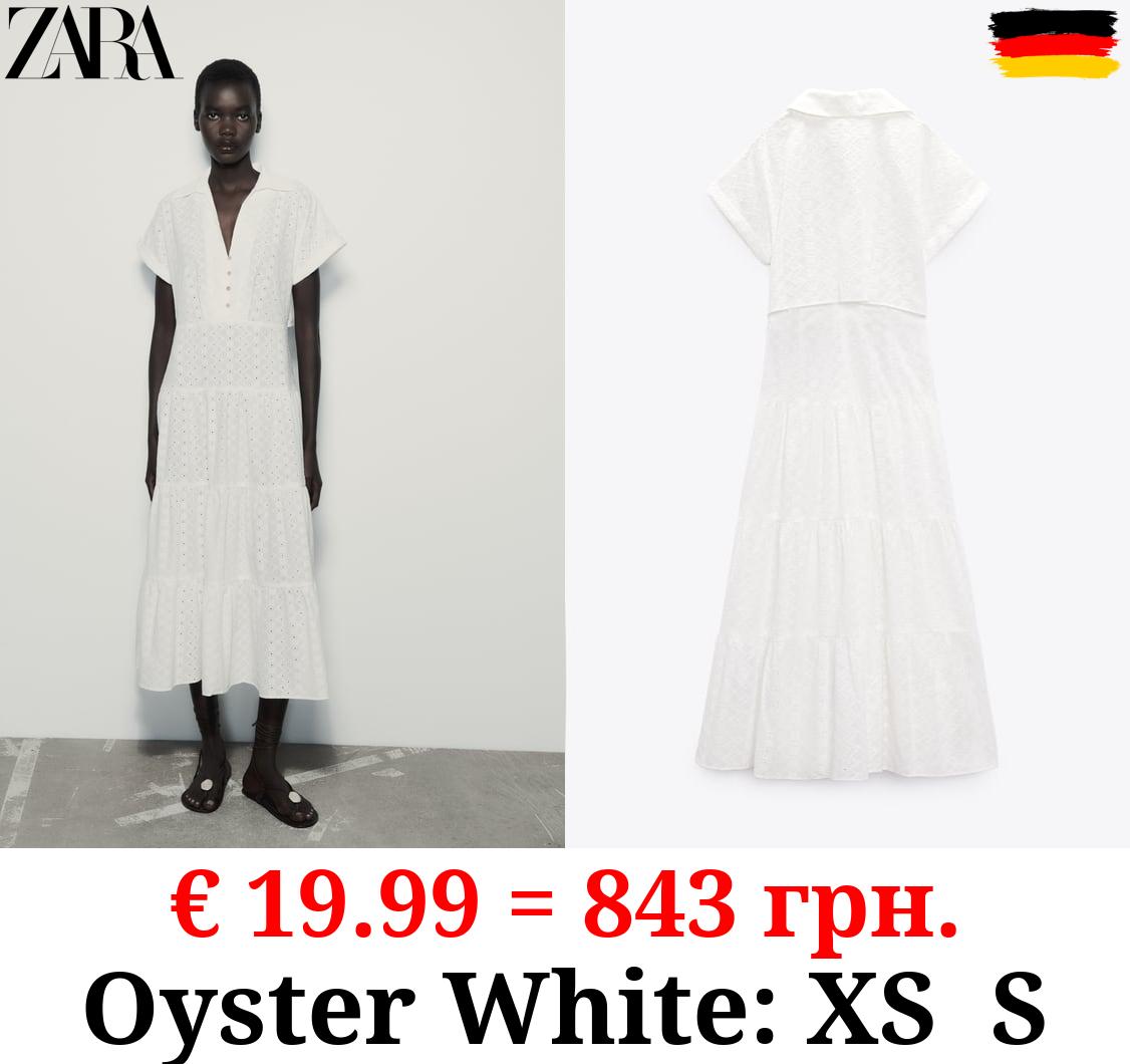 CUTWORK EMBROIDERY MIDI SHIRT DRESS