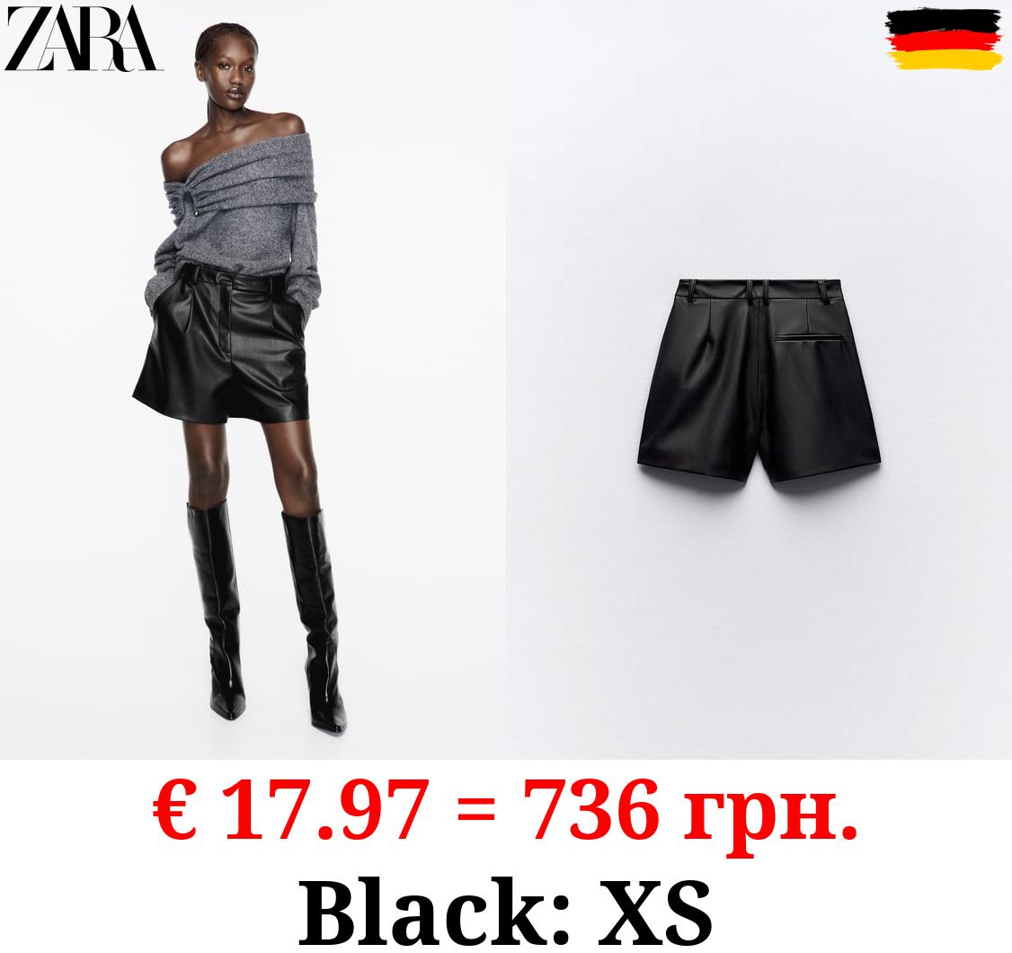 LEATHER EFFECT BERMUDA SHORTS WITH DARTS