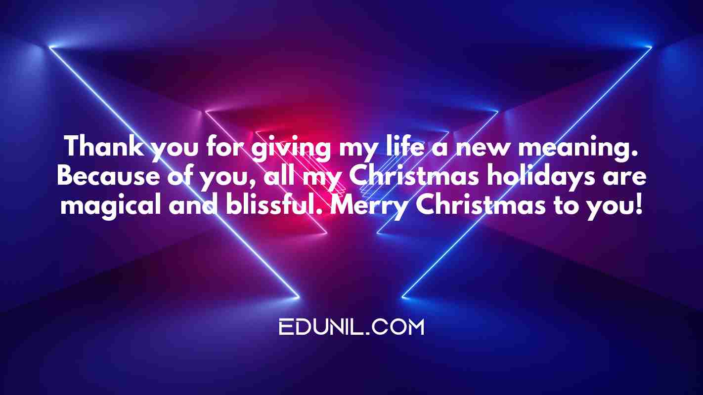 Thank you for giving my life a new meaning. Because of you, all my Christmas holidays are magical and blissful. Merry Christmas to you! - 
