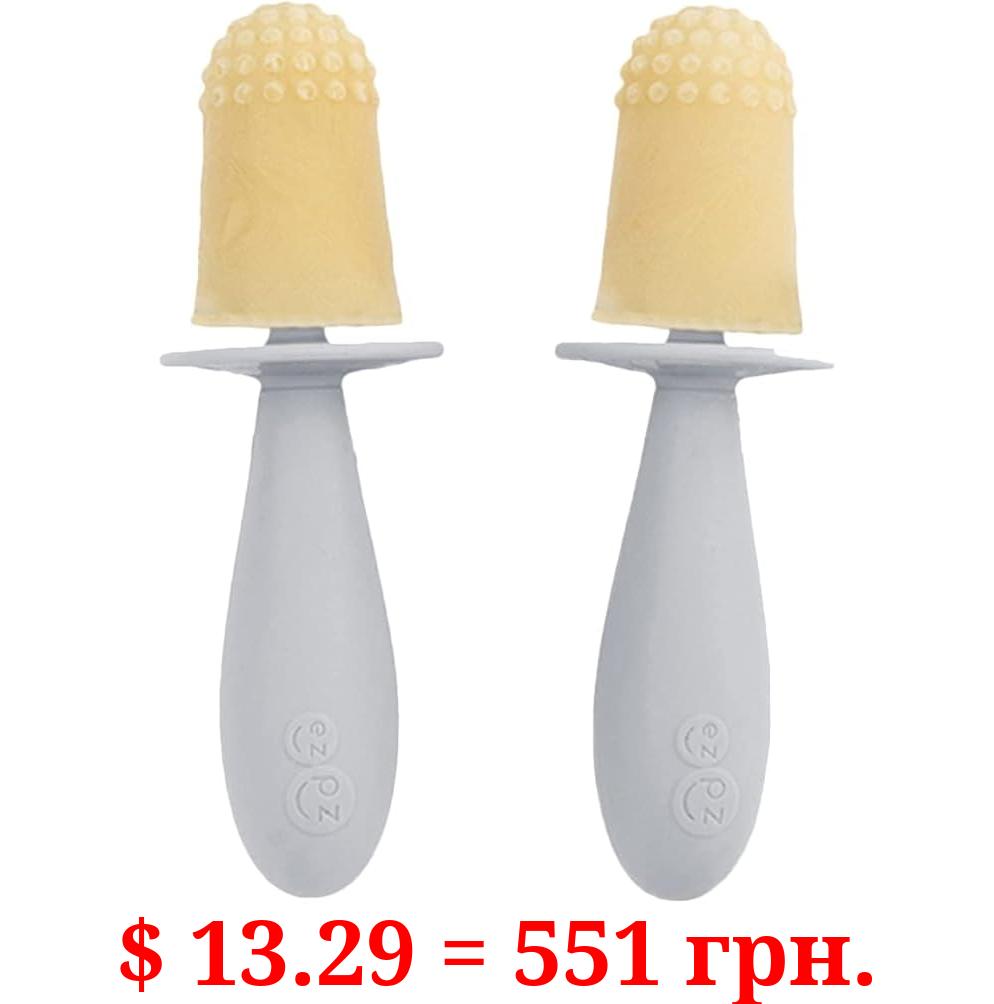 ezpz Tiny Pops (Pewter) - Popsicle Mold Set with Wands for Infants 4 Months + - Two Pack - Baby Essentials