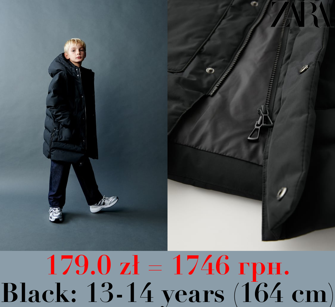 WATER-REPELLENT FEATHER AND DOWN PUFFER JACKET