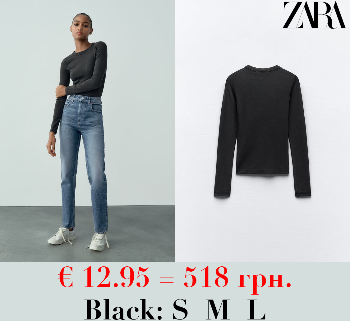 RIBBED LONG SLEEVE T-SHIRT