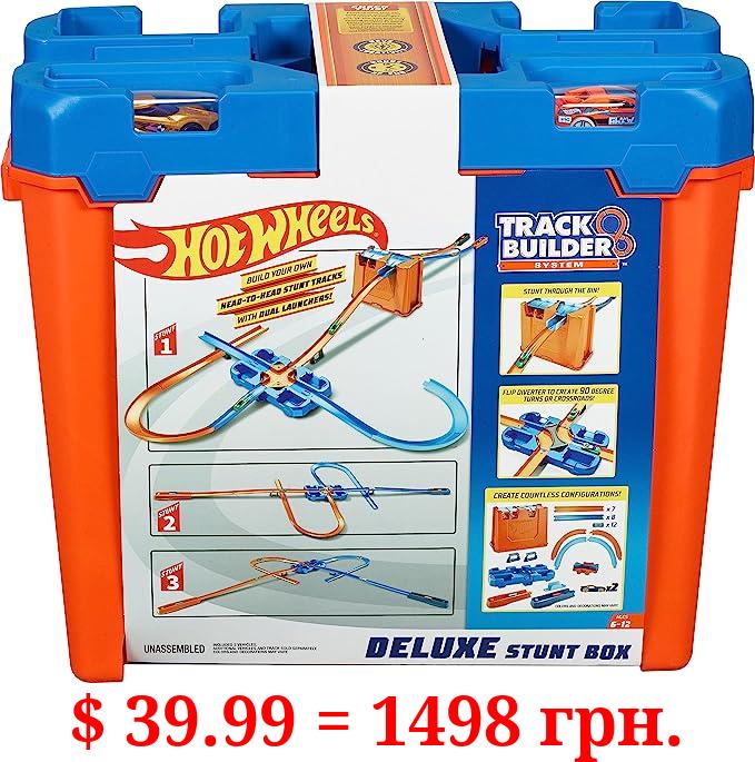 Hot Wheels Track Builder Playset, Deluxe Stunt Box with 25 Component Parts & 1:64 Scale Toy Car (Amazon Exclusive)