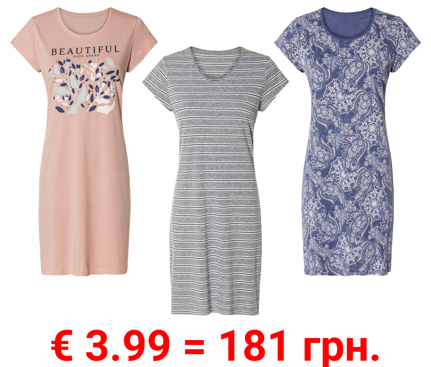 esmara® Damen Nachthemd mit Baumwolle