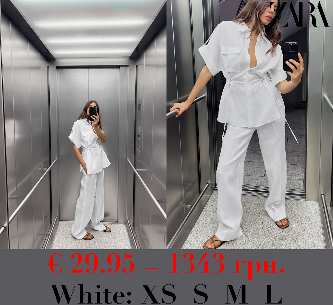 100% LINEN STRAIGHT TROUSERS