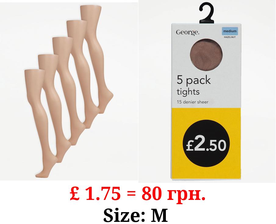 Brown Sheer 15 Denier Tights 5 Pack