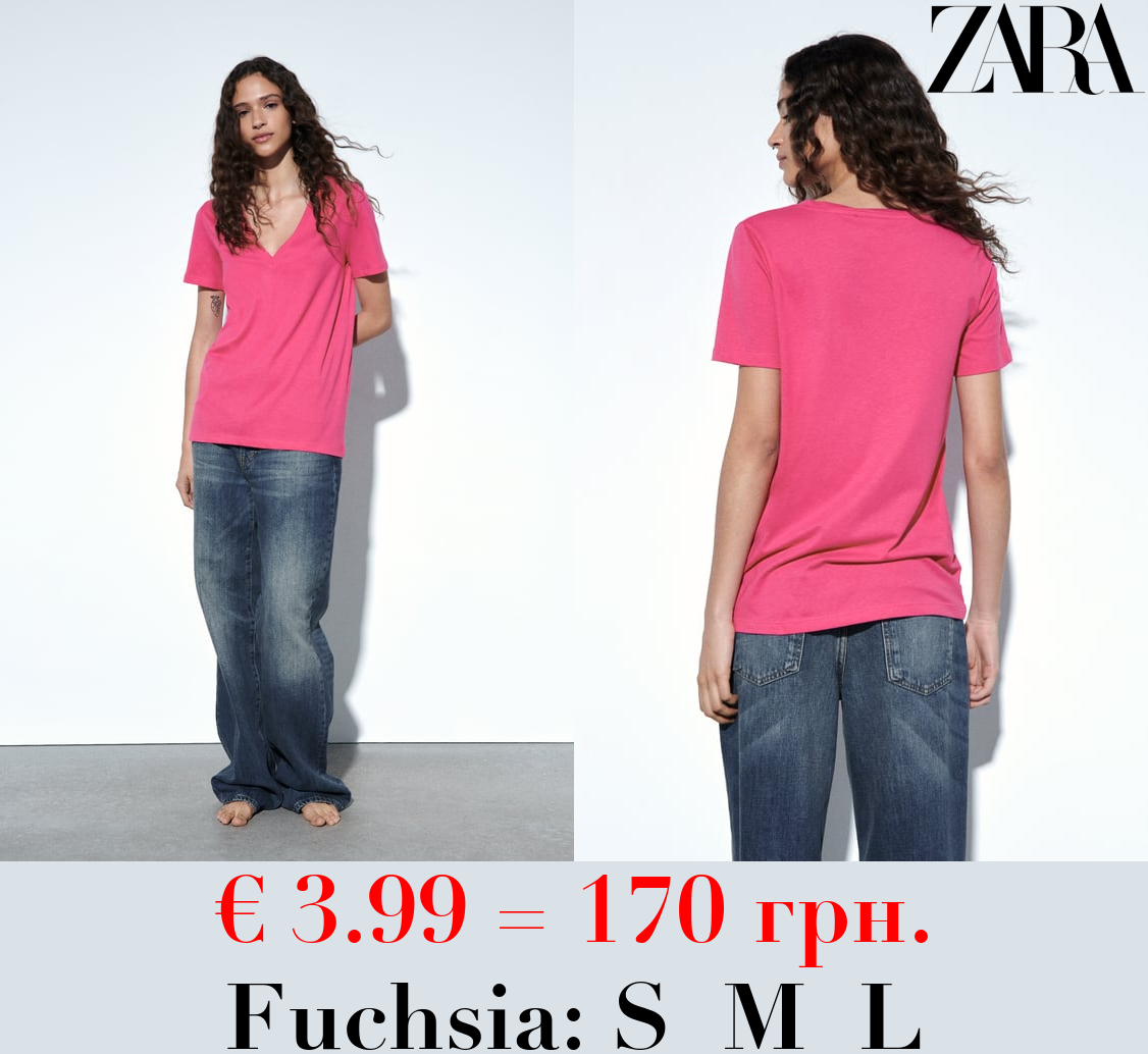 BASIC V-NECK COTTON T-SHIRT