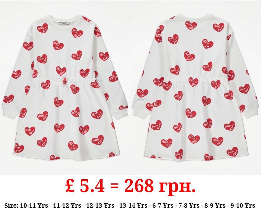 White Mon Amie Love Heart Sweatshirt Dress