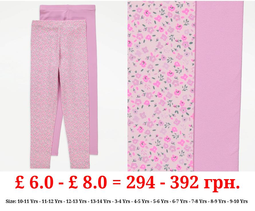 Pink Ditsy Floral Leggings 2 Pack