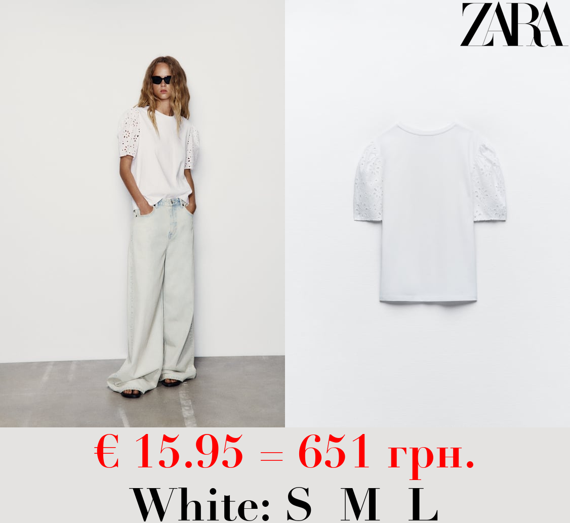 T-SHIRT WITH EMBROIDERED SLEEVES