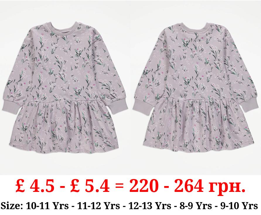 Lilac Floral Sweater Dress