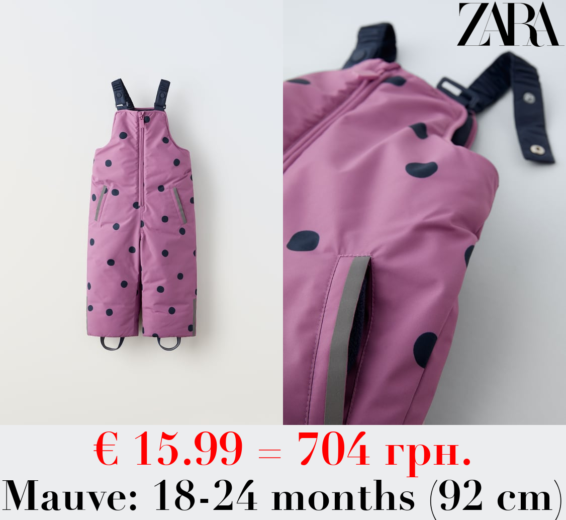 WATER-REPELLENT AND WIND-RESISTANT SKI COLLECTION POLKA DOT DUNGAREES