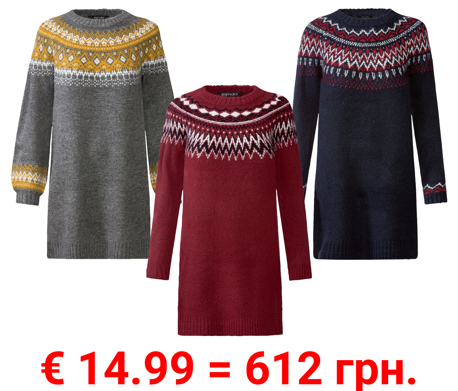 esmara Damen Strickkleid mit Jacquardmuster