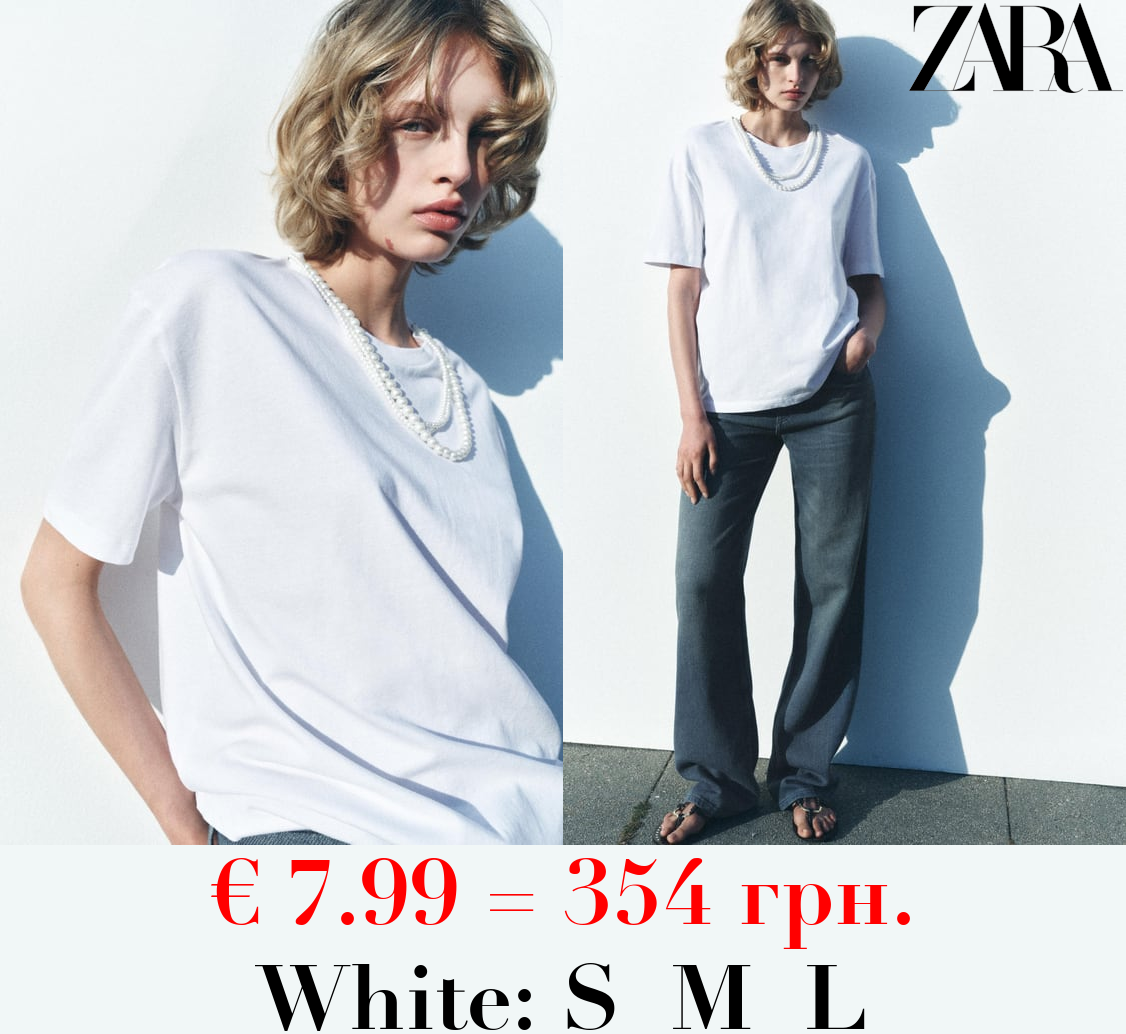 T-SHIRT WITH FAUX PEARL DETAILS