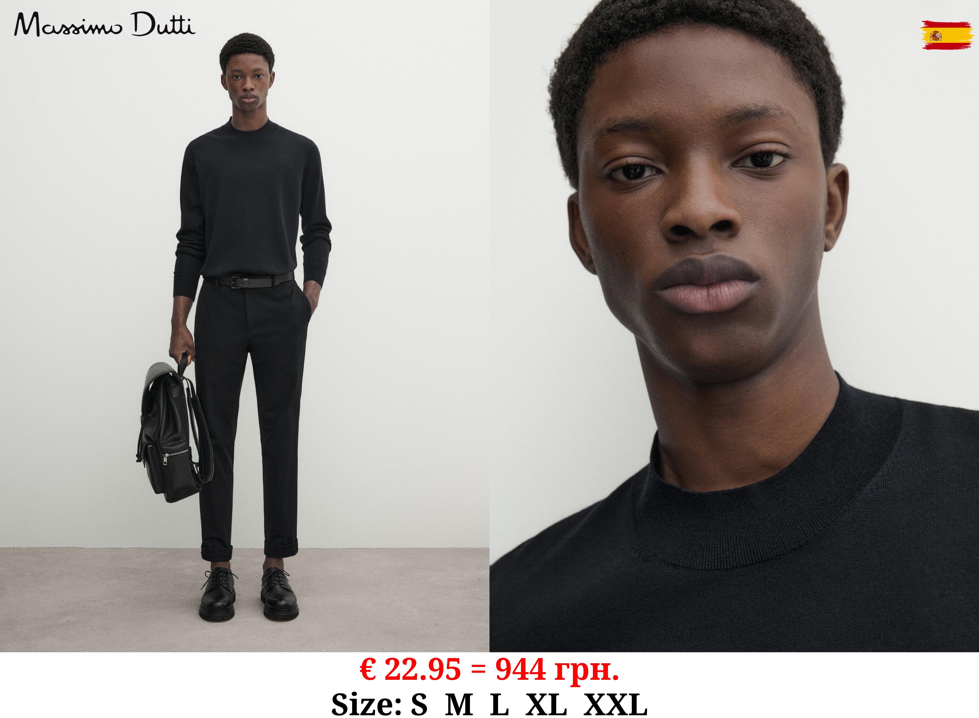 Merino wool mock turtleneck sweater BLACK