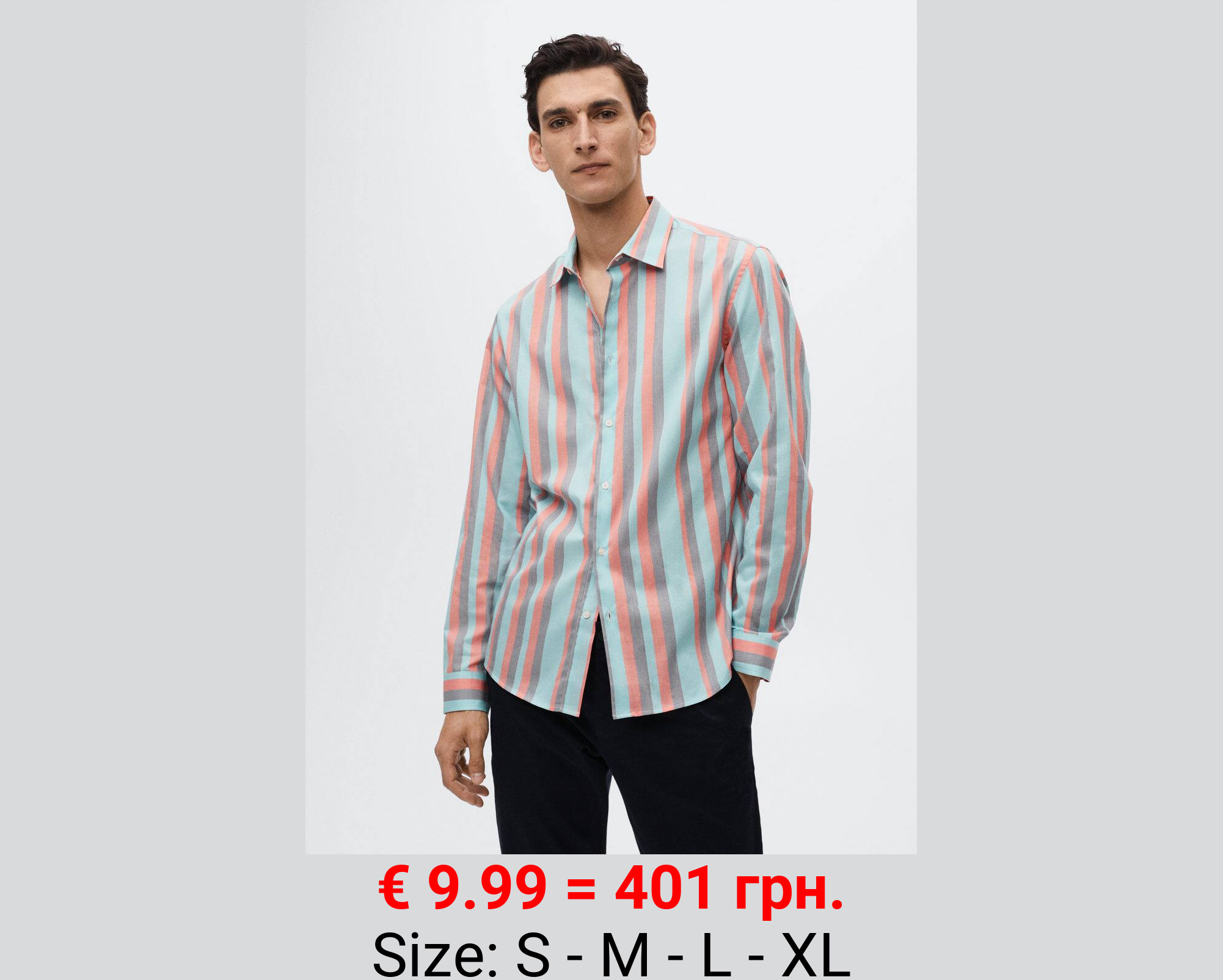 Camisa regular fit algodón rayas