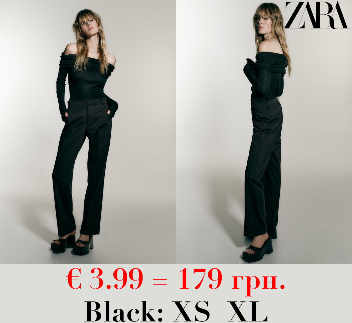 STRAIGHT-LEG LOW-RISE TROUSERS