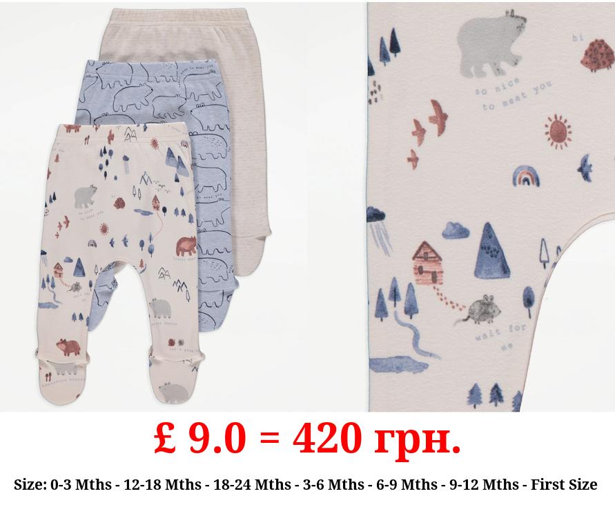 Bear Footed Leggings 3 Pack