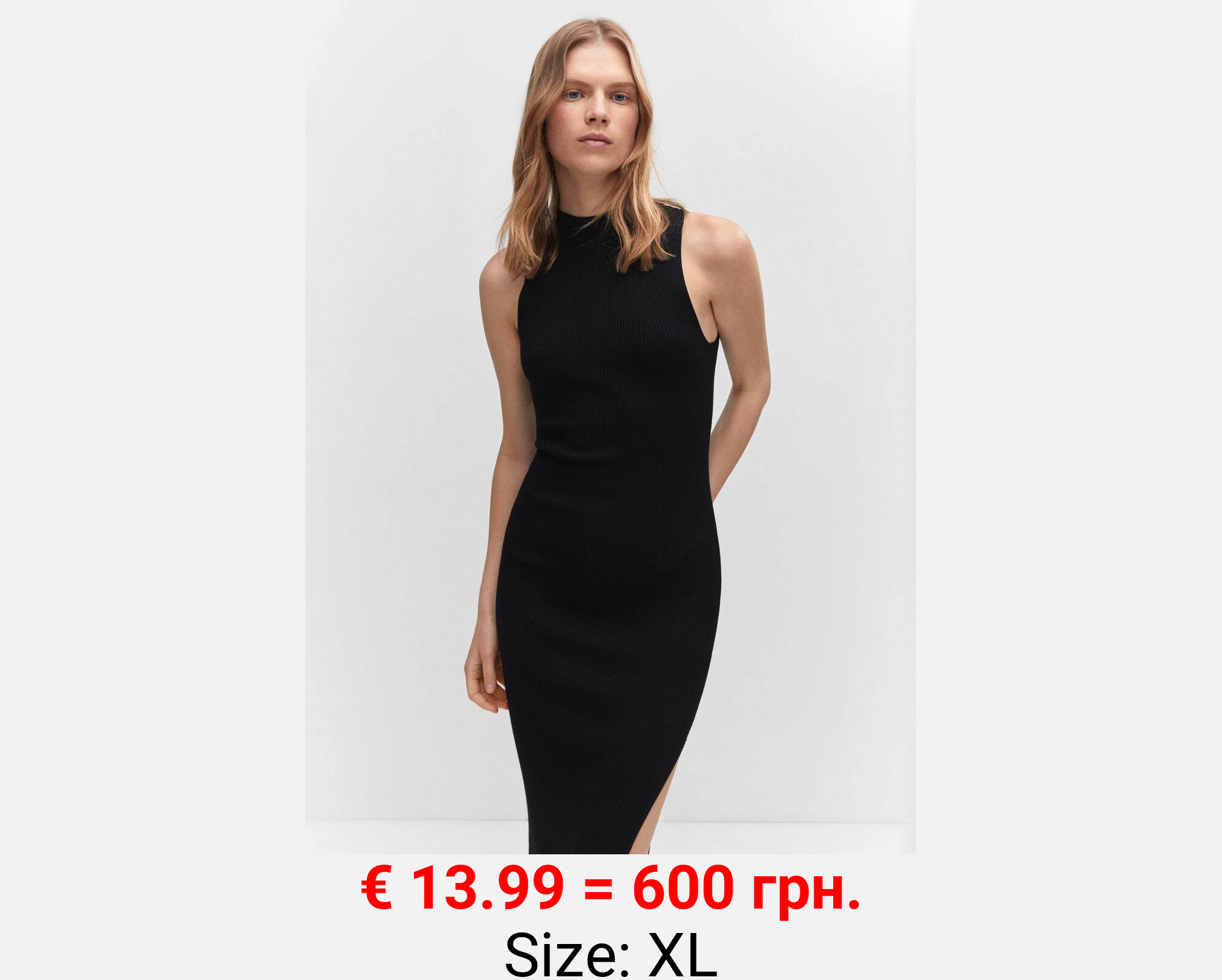 Vestido punto canalé abertura