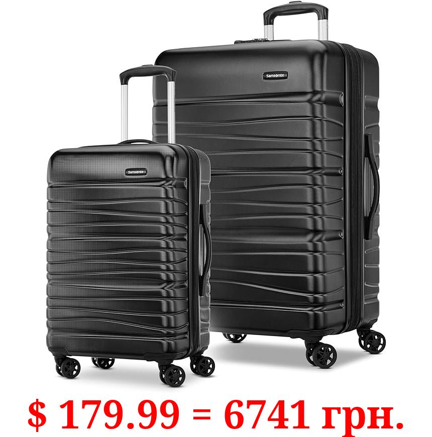 Samsonite Evolve SE Hardside Expandable Luggage with Double Spinner Wheels, Bass Black, 2-Piece Set (20/28)