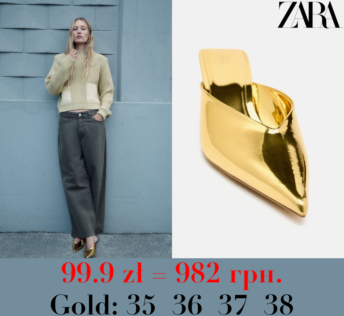 METALLIC HIGH-HEEL MULES