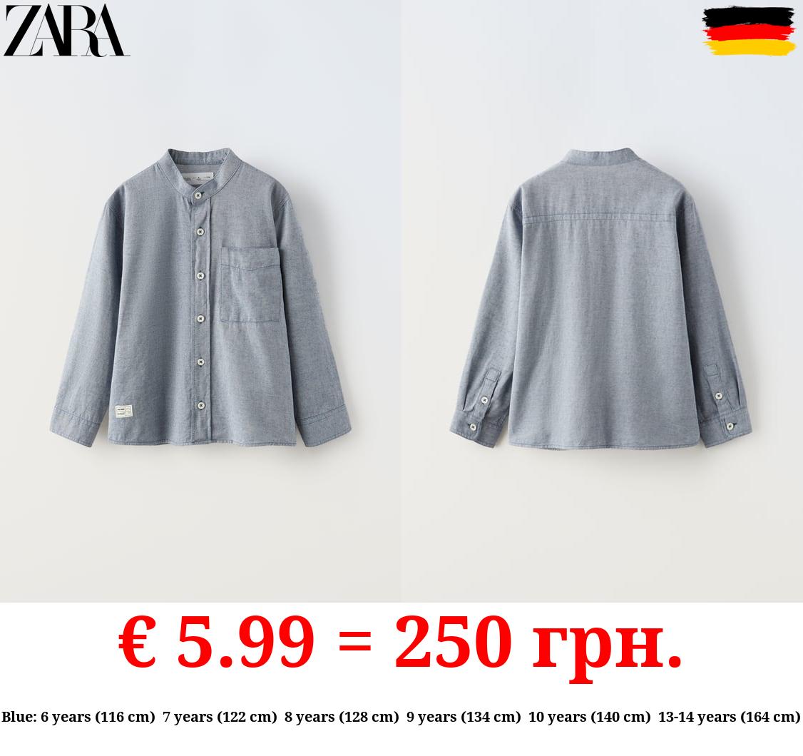 MELANGE SHIRT WITH STAND-UP COLLAR