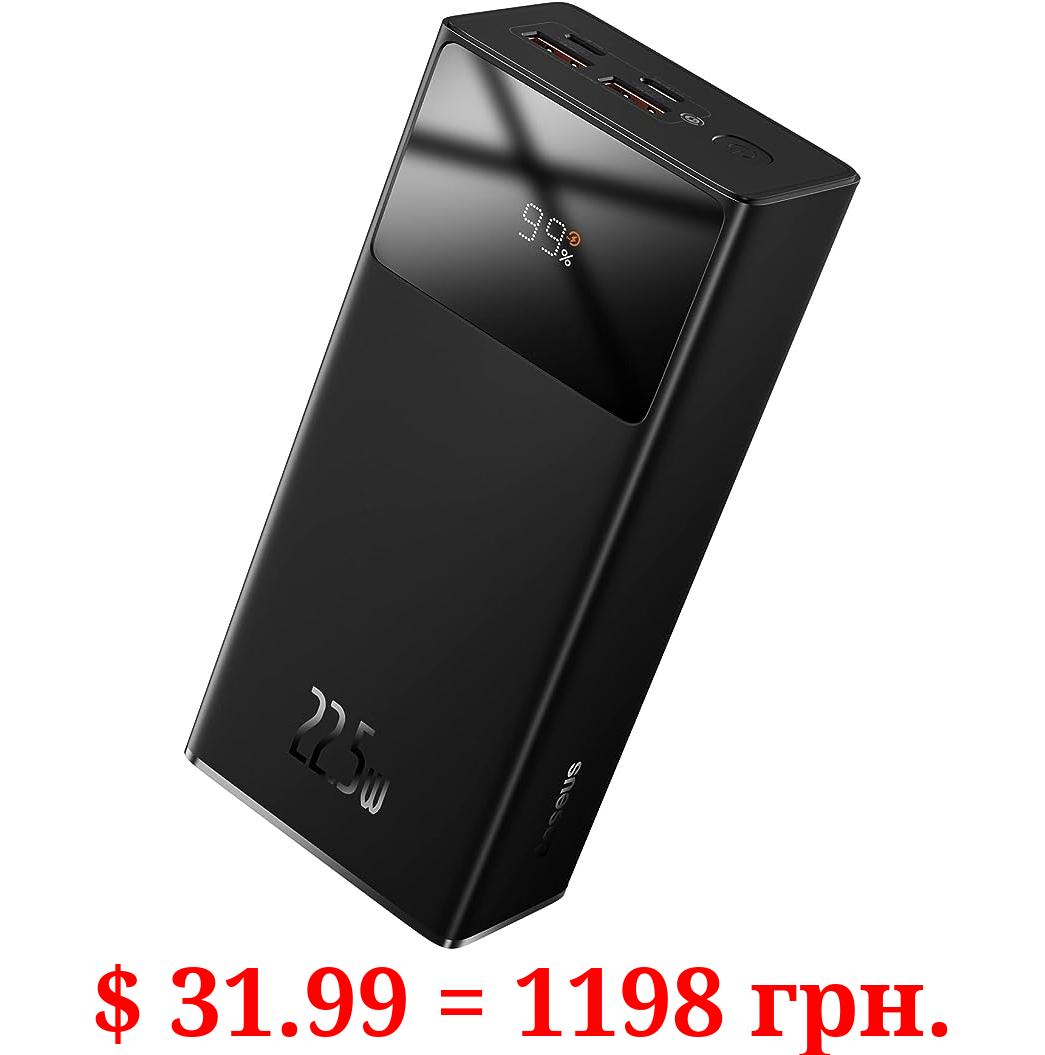 Baseus 30000mAh Portable Charger, 22.5W Power Bank Fast Charging Battery Pack with 2 USB-A, 1 USB-C and 1 Micro USB Ports Compatible with iPhone, iPad, Switch, Samsung Devices, and More