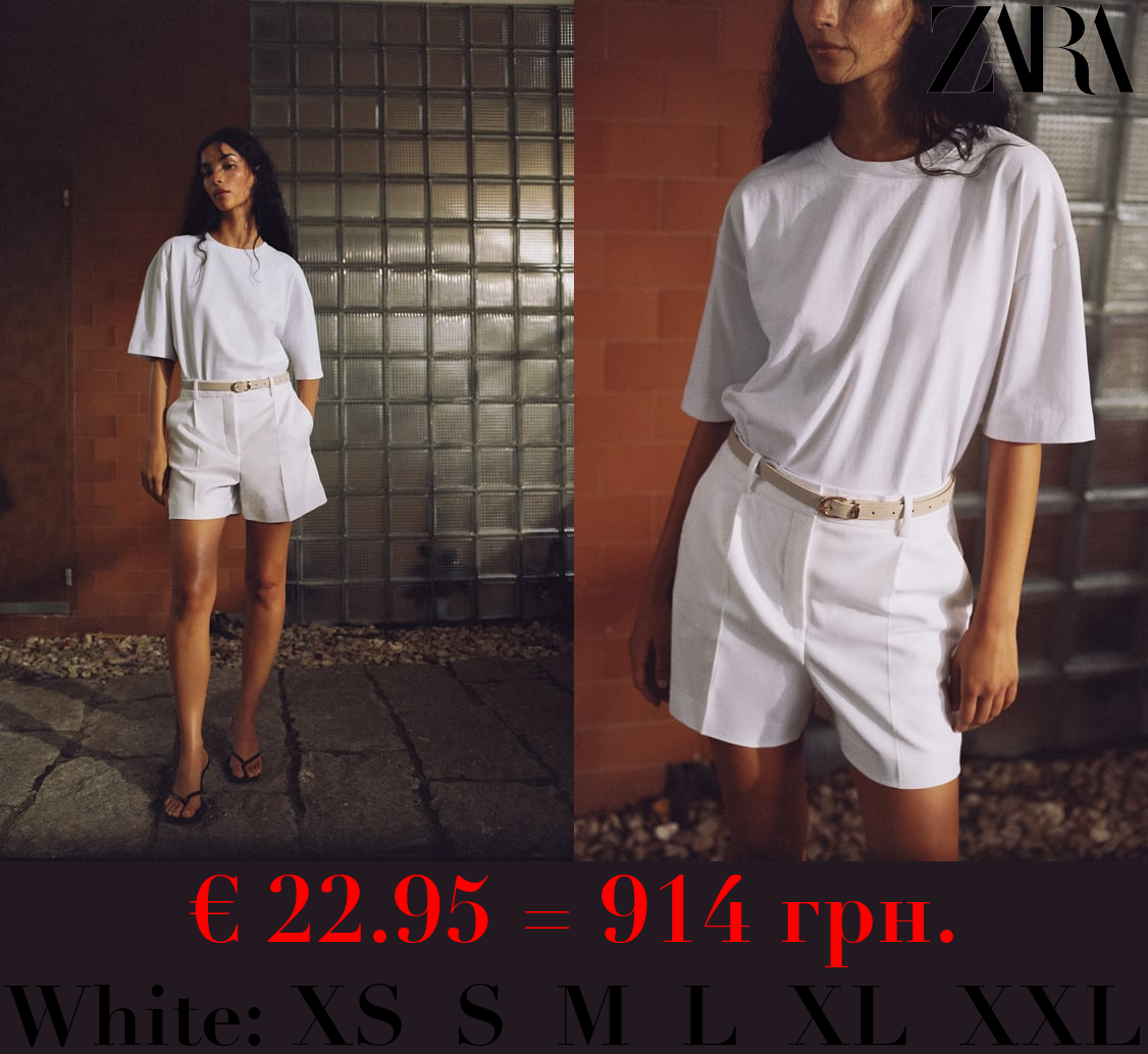 DOUBLE-FABRIC BERMUDA SHORTS WITH BELT