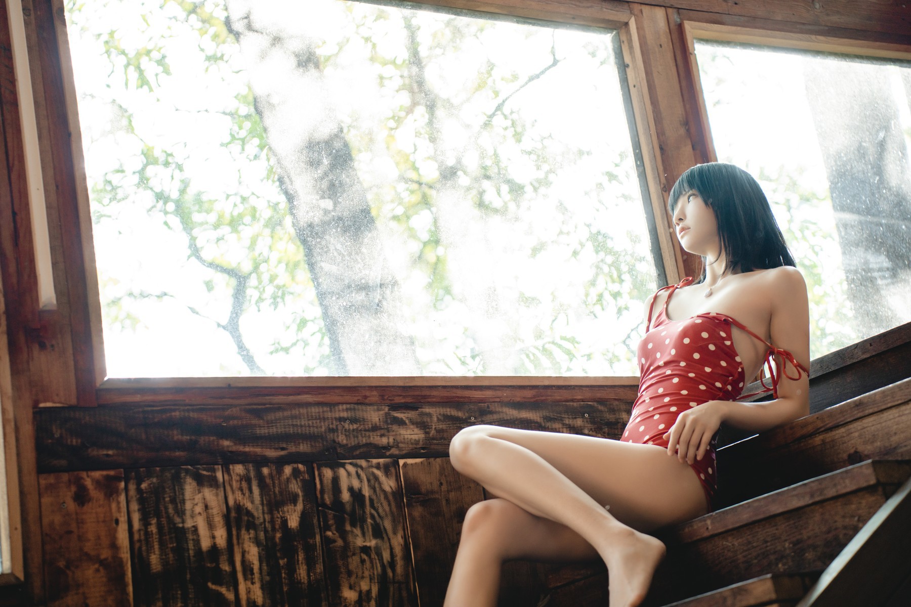 Cosplay 桜桃喵 红波点 Red Polka Dot 11