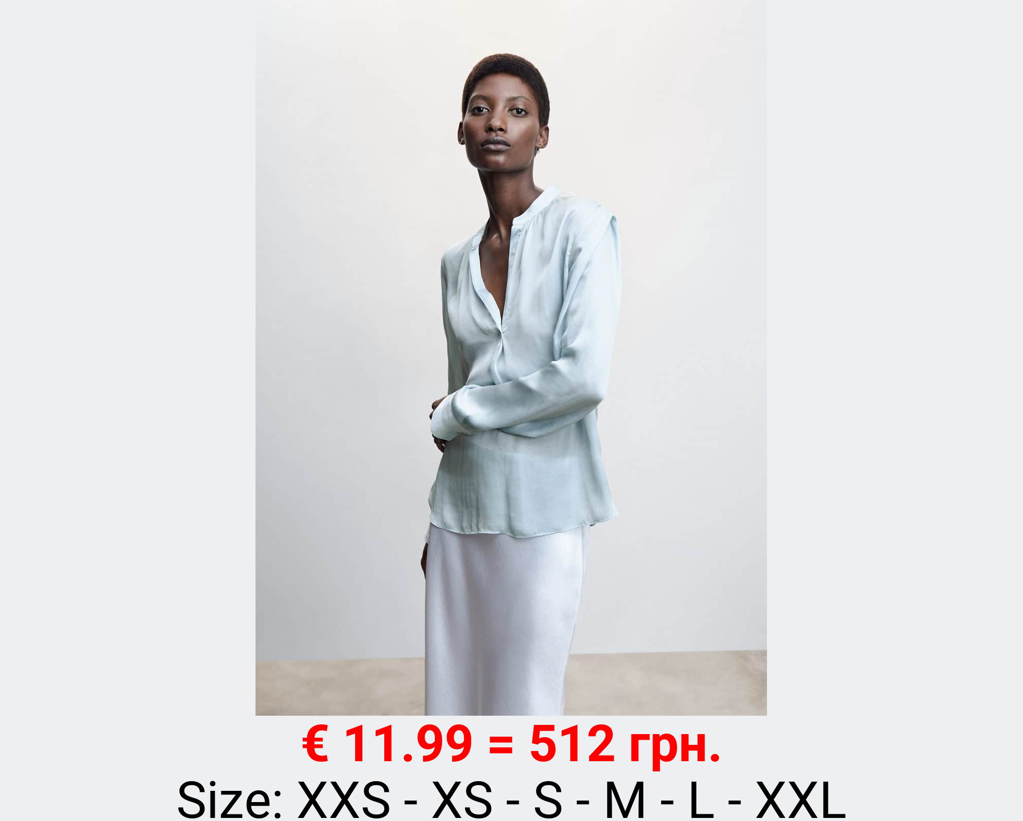 Blusa satinada cuello mao