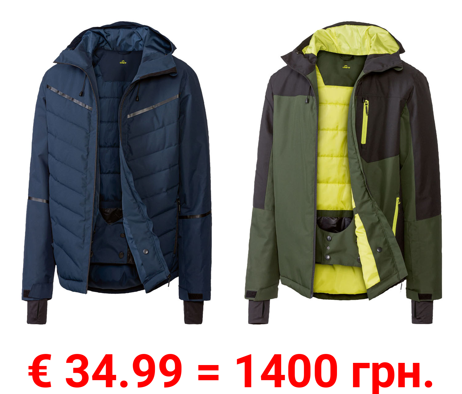 CRIVIT Herren Skijacke, wind- und wasserdicht