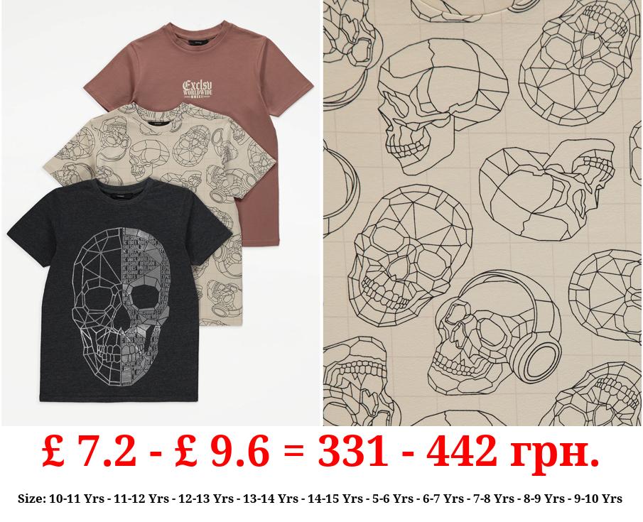 Geometric Skull T-Shirts 3 Pack
