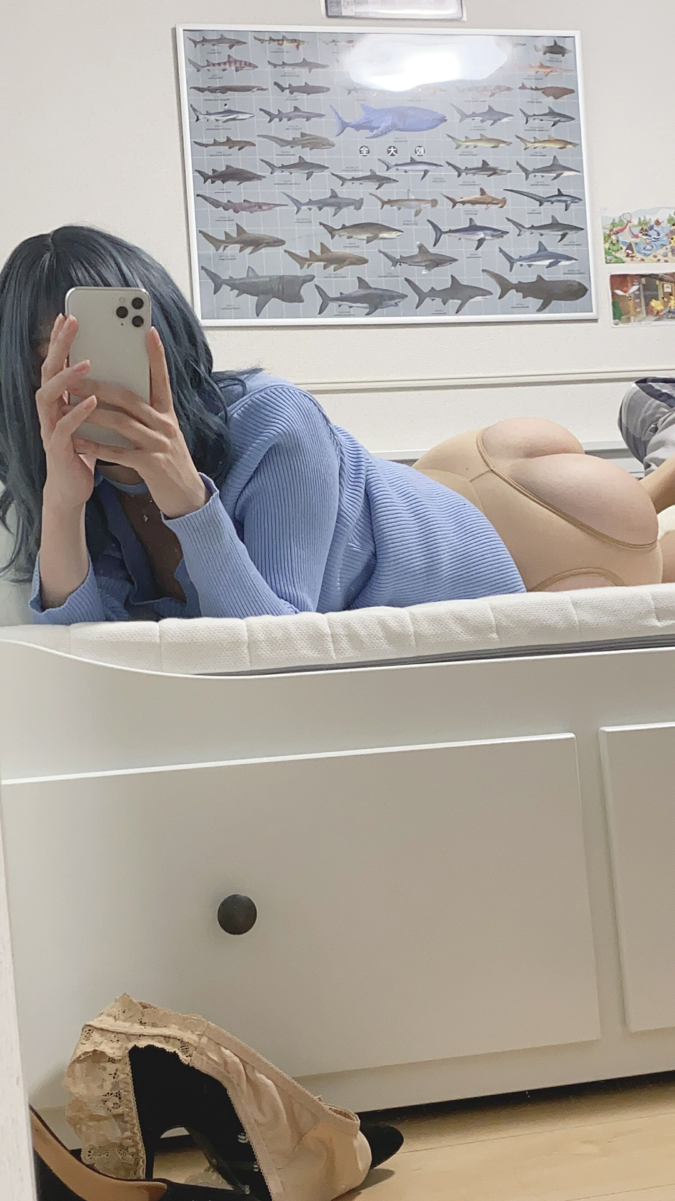 御伽樒 蓝卫衣+猫耳束缚 25