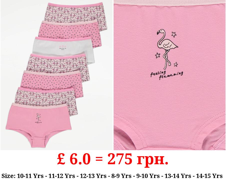Pink Flamingo Print Shorts 7 Pack