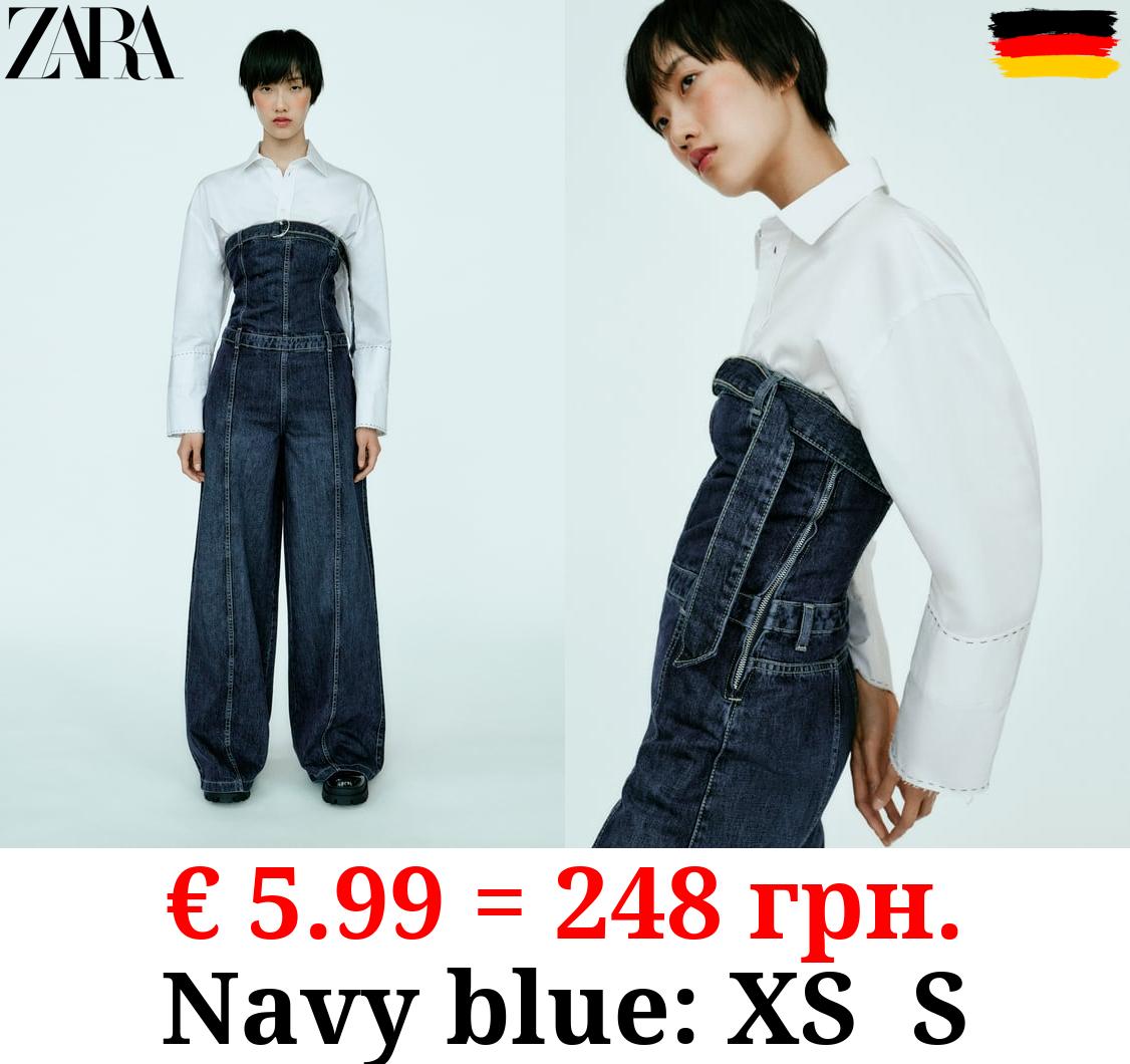 TRF STRAPLESS DENIM JUMPSUIT