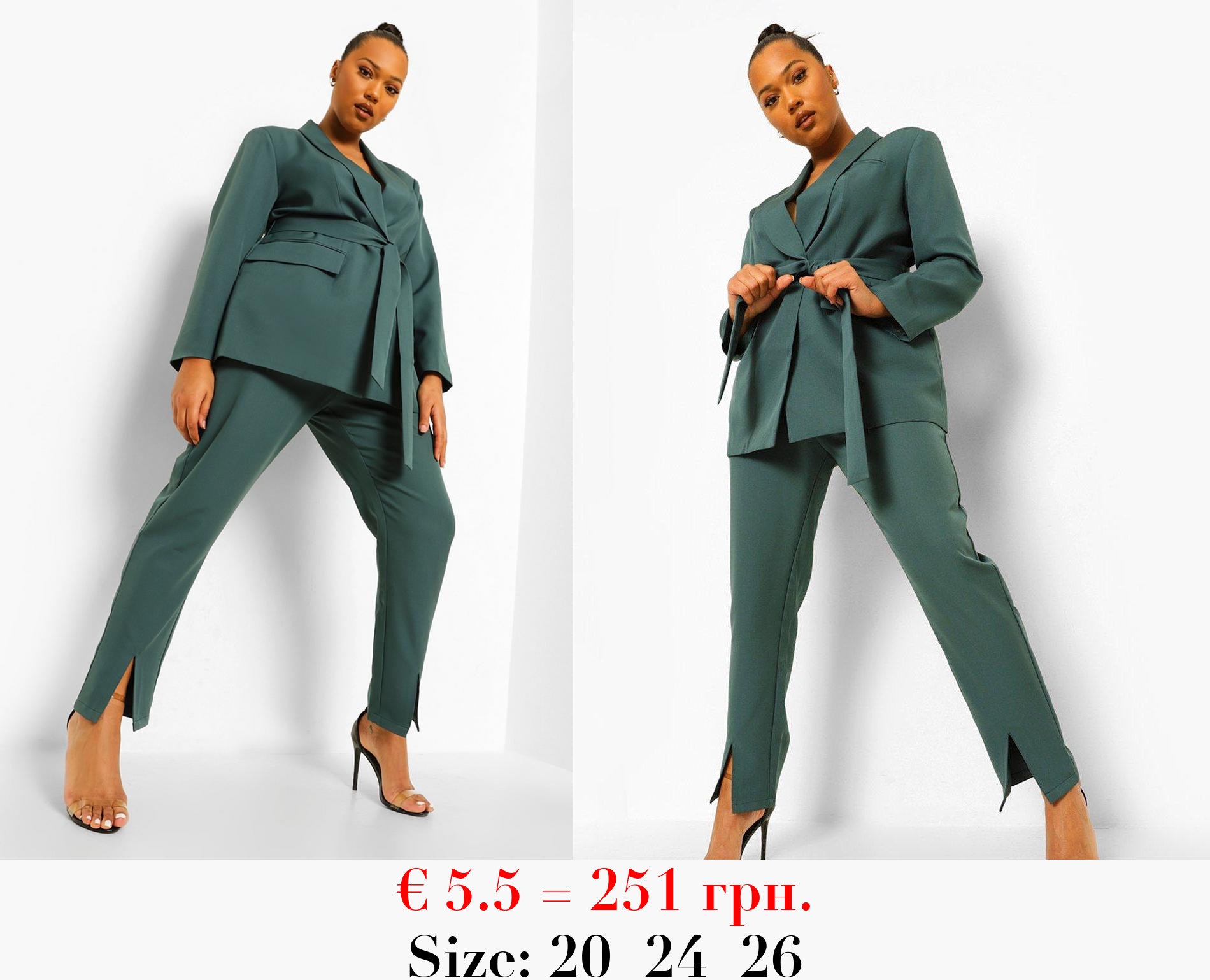 Plus Occasion Split Hem Tailored Trousers