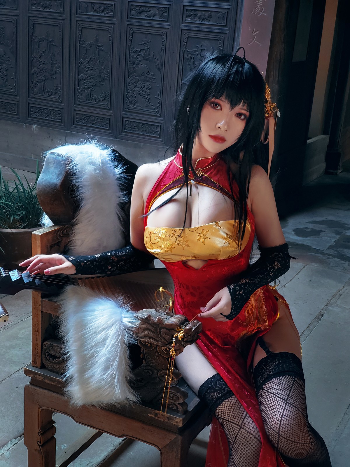Cosplay 半半子 大凤旗袍 33