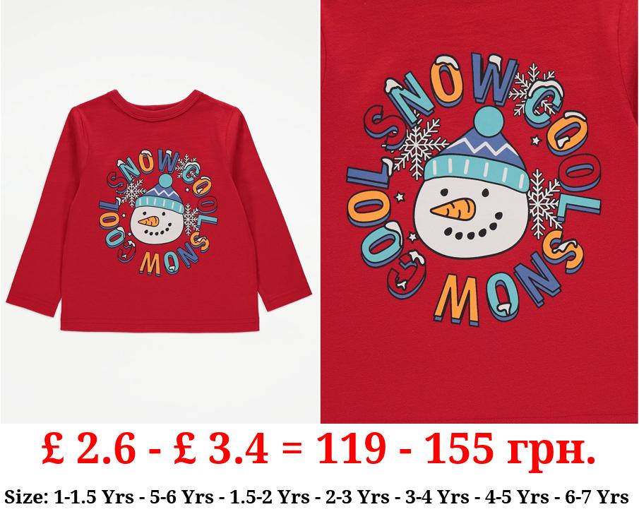 Red Snow Cool Snowman Long Sleeve Top