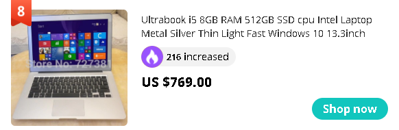 Ultrabook i5 8GB RAM 512GB SSD cpu Intel Laptop Metal Silver Thin Light Fast Windows 10 13.3inch AZERTY Spanish Russian Keyboard
